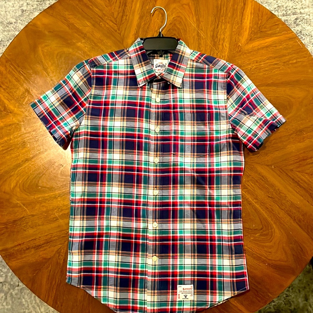 Vintage 2010 SuperDry short sleeve plaid shirt NWOT